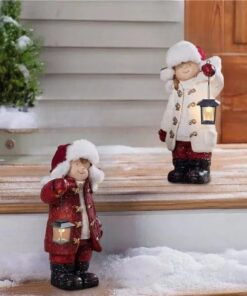 Children with Solar Lantern Figurines