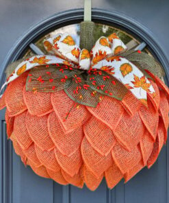 Farmhouse Pumpkin Wreath For Front Door