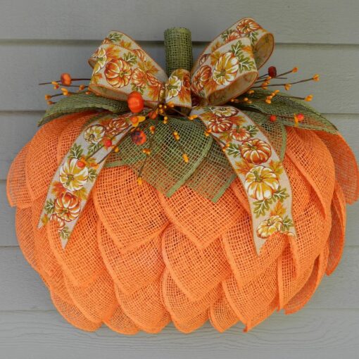 Farmhouse Pumpkin Wreath For Front Door