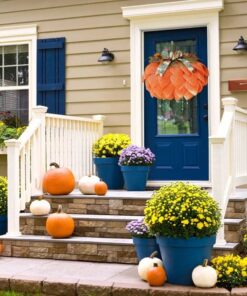 Farmhouse Pumpkin Wreath For Front Door