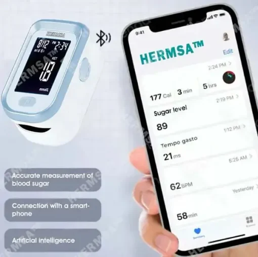 Hermsa™ Precision Noninvasive Bluetooth Blood Glucose and Ketone Testing Medical Device + Exclusive Gift