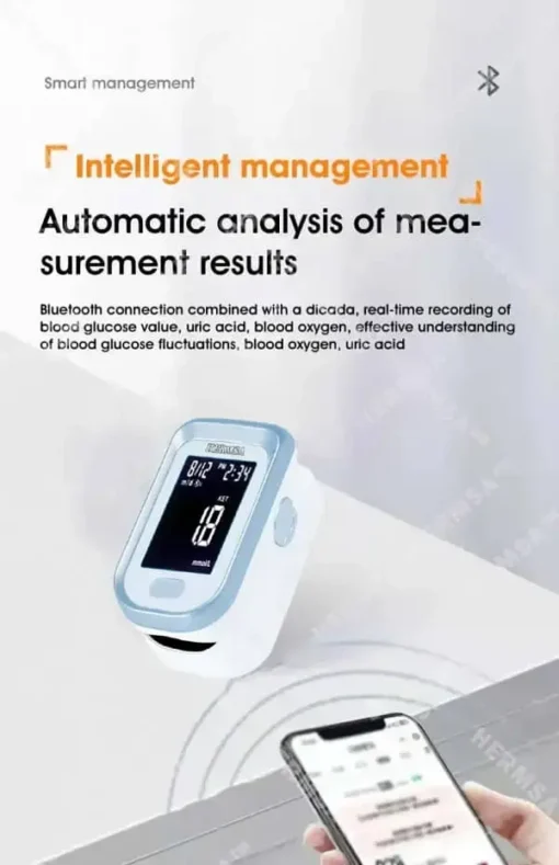 Hermsa™ Precision Noninvasive Bluetooth Blood Glucose and Ketone Testing Medical Device + Exclusive Gift